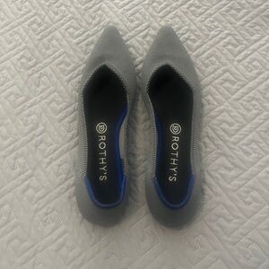 Rothy’s The Point Flat RARE Retired Cloud Grey Birdseye Shoes Size 10.